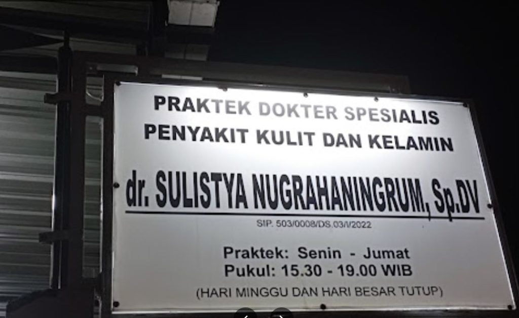 Dokter Spesialis kulit dan kelamin dr. Sulistya Nugrahaningrum, Sp. DV