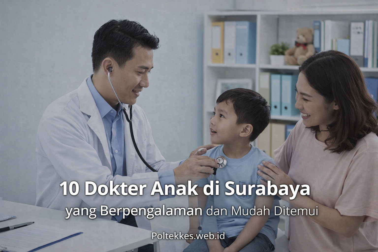 dokter anak sedang memeriksa pasien anak di klinik kesehatan